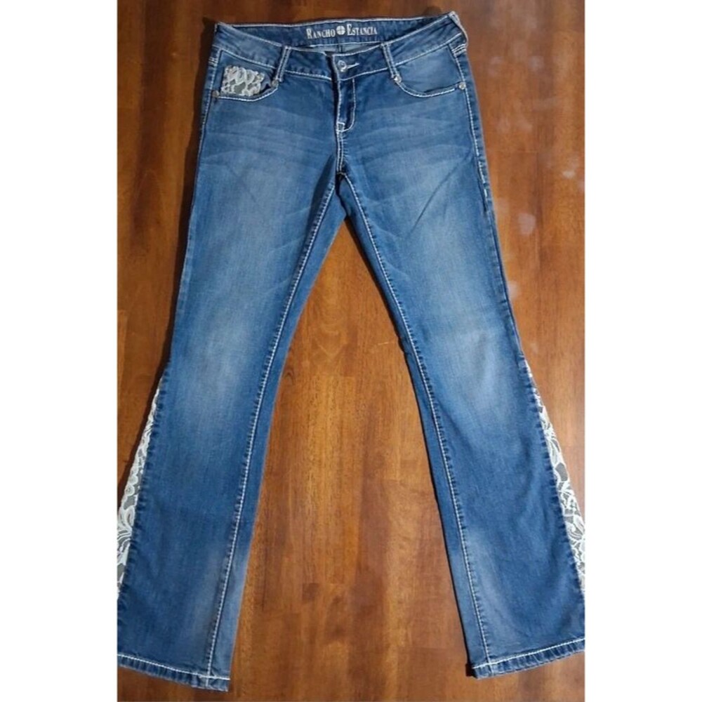 Rancho Estancia Embellished Lace Pocket Western Jeans 28